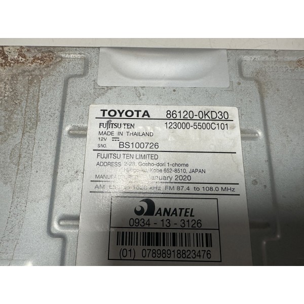 Rádio Original Toyota Hilux 2020 Original