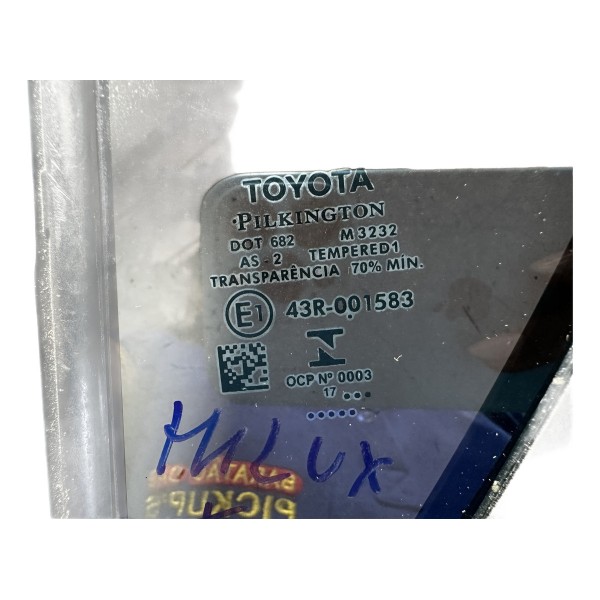 Vidro Fixo Porta Traseira Esquerda Hilux 2016/2022 Original